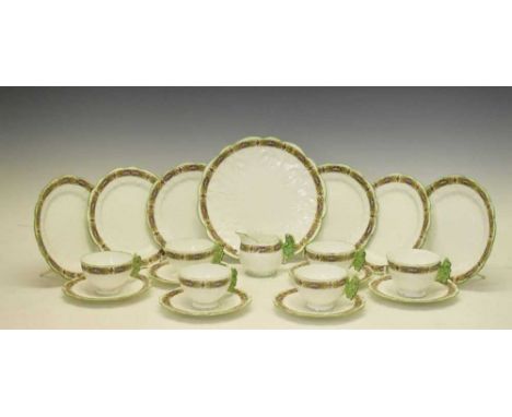 Rare Aynsley butterfly-handled part tea service, pattern 765788, 76589, 765789, 767013 (jug, serving plates/side plates) dama