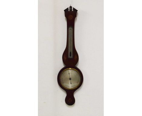 Early 19th Century inlaid mahogany wheel barometer, G. Turcone, Manchester,', the 7.5-inch signed silvered dial reading from 