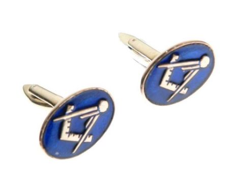 Masonic Interest - Pair of 9ct gold and blue enamel cufflinks, 8.9g gross approx