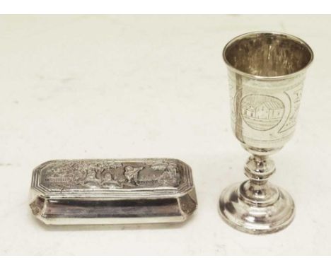 Late Victorian Silver Dutch-style snuff box, Birmingham, 1899, sponsors mark for Horton &amp; Allday, together with a liqueur