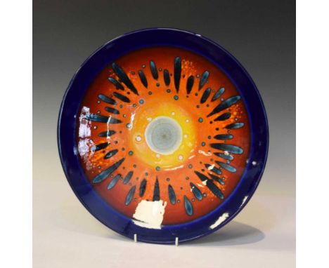 Poole Pottery - 'Third Millennium Limited Edition' charger, designed by Alan Clarke conveying a bust of energy, 405/1000, wit