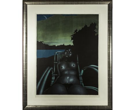 A framed stone lithograph by Paul Wunderlich 'Twilight 2' 1971. Printed on Rives-Butten (Paper) Measures 84 x 63 cm. Signed b