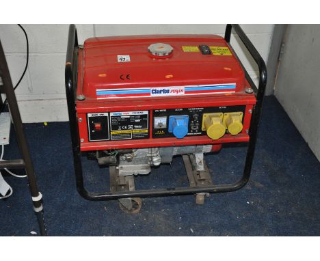 A CLARKE FG3050 3 KVA SINGLE PHASE PETROL GENERATOR 240 AND 115 VOLT OUTPUT (engine pulls freely but hasn't been started)