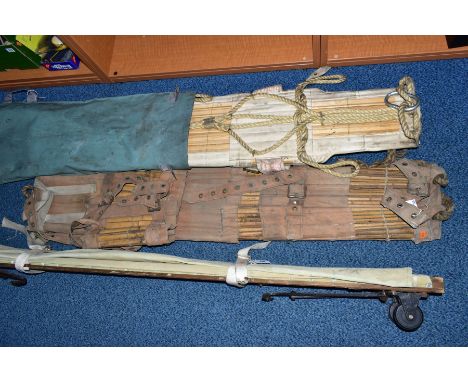 CANVAS AND WOODEN DESIGN STRETCHERS, as follows, Fire Service Stretcher, (Fire Engine Mounted), World War I and II Military F