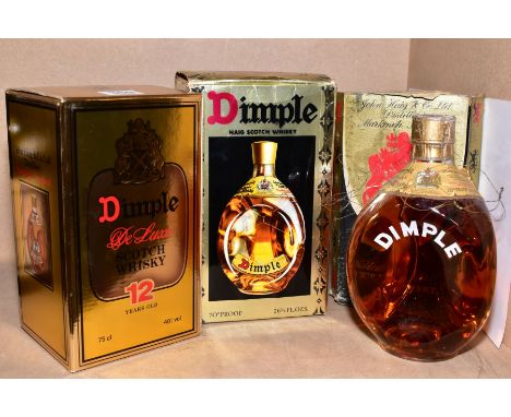 JOHN HAIG &amp; CO LTD DIMPLE SCOTCH WHISKY, three bottles of the iconic blended Whisky, two older bottlings at 70% proof, 26