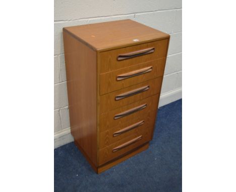 A TALL G PLAN FRESCO TEAK CHEST OF SIX DRAWERS, width 56cm x depth 45cm x height 104cm&nbsp; Condition Report&nbsp; Minor scr
