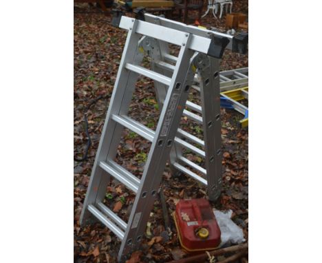 AN ALUMINIUM MULTI-PURPOSE FOLDING 14FT LADDER