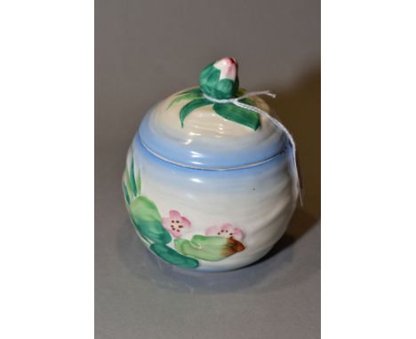 CLARICE CLIFF FOR NEWPORT POTTERY PRESERVE POT 'Apple Blossom' pattern, height 11cm