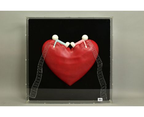 DOUG HYDE (BRITISH 1972) 'High on Love', a limited edition sculpture of a couple on top of a giant heart 117/150, inscribed s