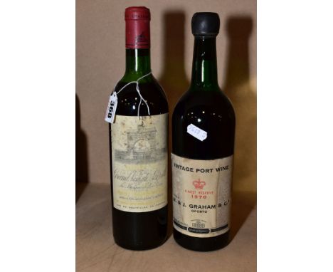 WINE AND PORT, two superb bottles comprising one bottle of Grand Vin de Leoville du Marquis de Las Cases Saint-Julien 1969 an
