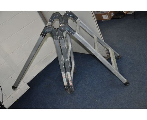 AN ALUMINIUM FOLDING PLATFORM LADDER each of the four sections 120cm long
