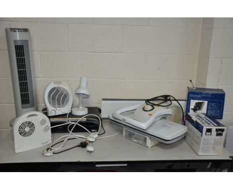 AN E &amp; R CLASSIC ULTRA COMPACT CLOTHES PRESS, a Samsung DVD recorder (has issues), a Benross heater, a Glen mini radiator