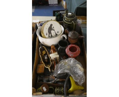 A Box of Sundries to Include Ceramics, Glassware, Vintage Mincer, Hornsea Cruet, Wall Plaque etc 