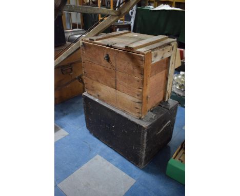 Two Vintage Wooden Carrying Crates the Larger Monogrammed CHP 