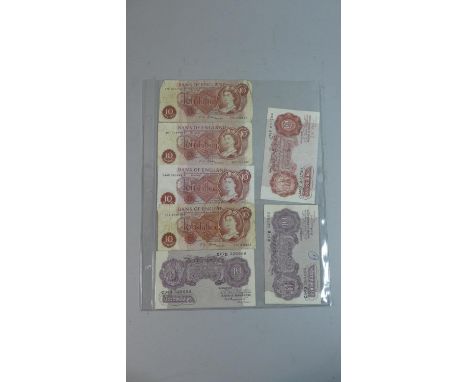 A Collection of Seven Vintage British Ten Shilling Notes 