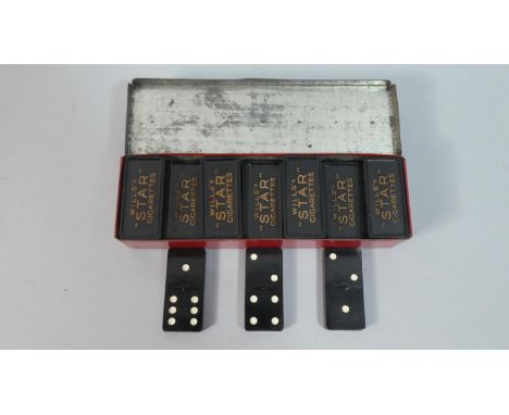 A Vintage Set of Will's Star Cigarette Dominoes in Original Tin, 16.5cm Wide 