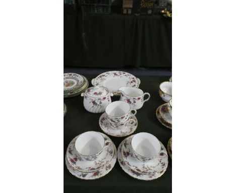 A Collection Minton Ancestral Pattern Teawares to Include Four Cups, Three Saucers, Two Bread and Butter Plates, Cream and Su