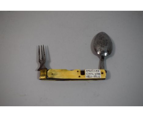 An American Civil War Folding Fork and Spoon Set 