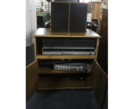 A Modern Music Cabinet Containing Ferguson 6 Record Player and Cassette, Compact Disk Player and JVC Tuner 