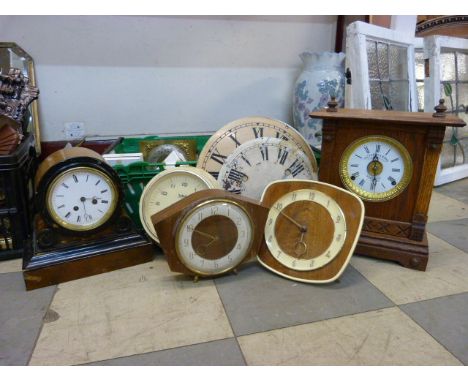 Assorted vintage clocks, parts, etc. 