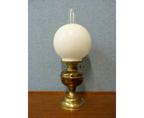 A brass oil lamp 