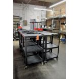Lot - (8) Multi-Tier 4-Wheel Turning Carts in (1) Group