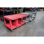 Lot - (5) Steel and (3) Rubbermaid Shop Carts in (1) Group