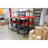 Lot - (9) Multi-Tier 4-Wheel Turning Carts in (1) Group