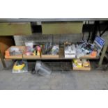 Lot - Safety Supplies in (5) Boxes Under (1) Bench, Including: Safety Glasses, Earmuffs, Back