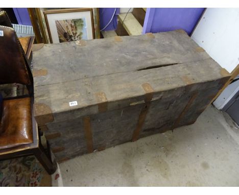Large Pine Iron Bound Trunk
