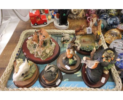 A Border Fine Arts figure of robins, along with two other Border Fine Arts figure, A Worcester figure and two other figures 