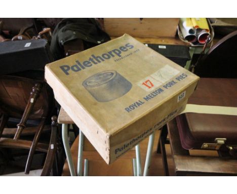 A vintage advertising cardboard box for Palethorpes Royal Melton Pork Pies 