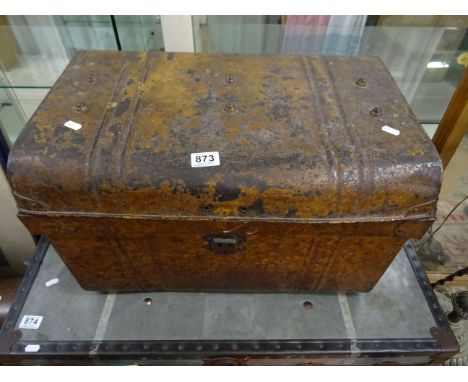 Tin Trunk containing Various Shells, Fossils and Linen