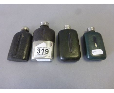 Four vintage hip flasks