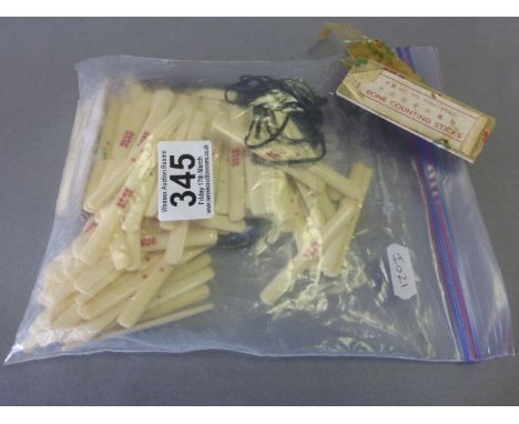 Bag of vintage Mah Jong pieces