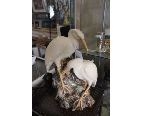 A majolica style ceramic model of stork's 