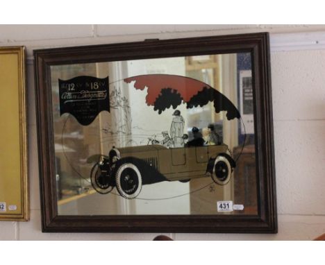 Vintage CBC Art Deco style mirror decorated with figures and car