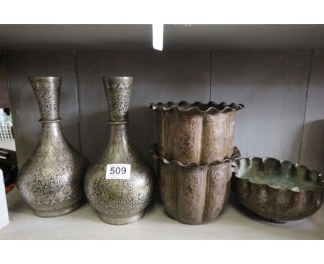 A collection of vintage eastern brass ware