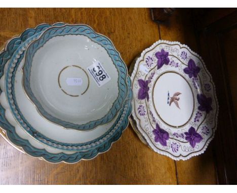 A Worcester Flight, Barr & Barr plate decorated with a phoenix, along with a 19th century Derby plate and various other 18th 