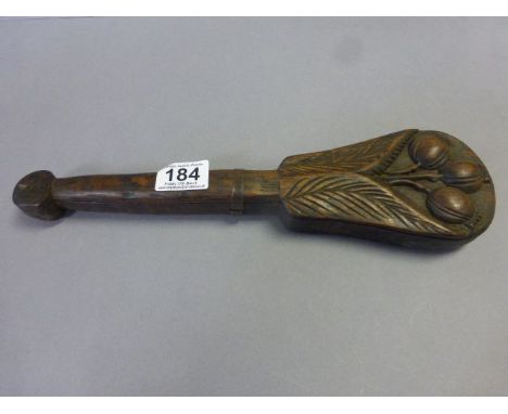 Vintage Continental treen wooden mould carved with poppy head decoration