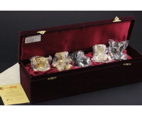 A set of Steiff Collectors Set 1989-1993 a century of Steiff, with C.O.A, cased 