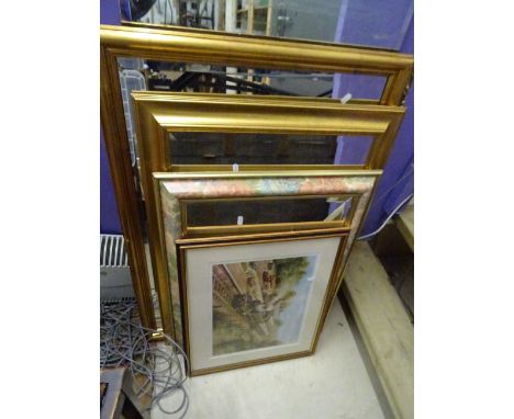 A Don Breckon print, along with four mirrors 