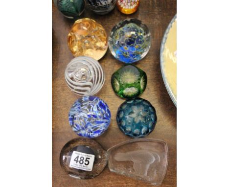 Eight Glass Paperweights including Bertil Vallien and Orrefors,  