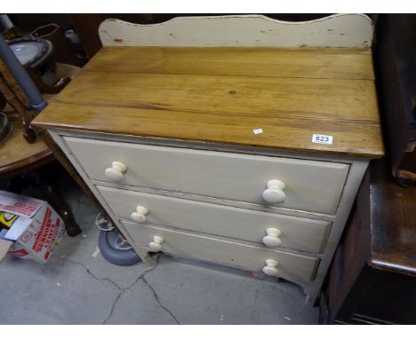 A vintage painted and distressed 3 drawer cottage chest 