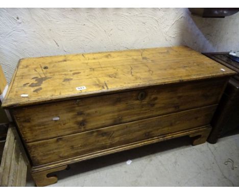 19th century Pine Blanket Box raised on bracket feet