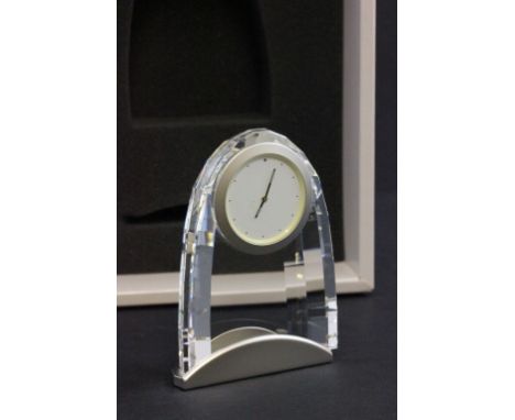 Boxed Swarovski Crystal carriage clock Enigma 3 3/4 x 2 3/8 inches approx, ref 9280000009 retired 1998