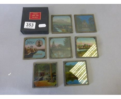 Boxed set of coloured magic lantern slides, Japan & its People