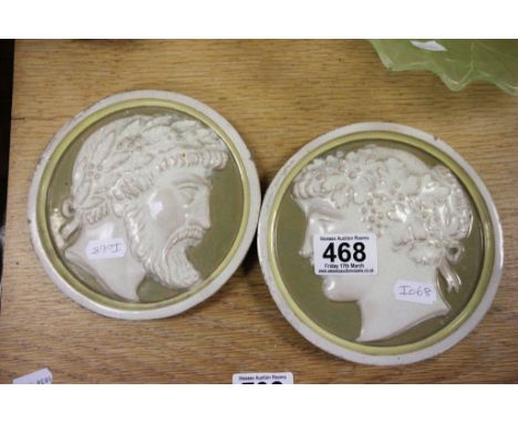 A pair of late 19th century/early 20th century tiles with portrait of a male and female, by Maw & Co
