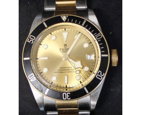 Gents Tudor Black Bay Chronometer stainless steel wristwatch, champagne dial, serial number 9135709, model 79733N, with origi