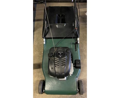 Large Hayter Harrier 56 petrol lawn mower with instruction manual
